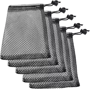 Small Mesh Bags 5PCS Black Nylon Mesh Drawstring Bags Durable Drawstring Net Bag - Picture 1 of 12