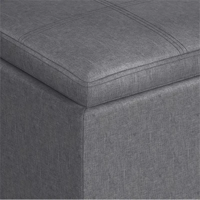 Rockwood 17" W Square Storage Ottoman with Tray in Slate Gray Linen Look Fabric - Image 1 of 4