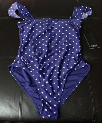 Nuevo con etiquetas Traje de baño Jones New York a lunares de una pieza para mujer talla mediana azul marino G12 Foto 1 de 4