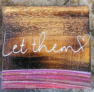 New🔥 Hand painted "LET THEM" burned wood sign #shousugiban #mothersdaygift - Picture 1 of 1