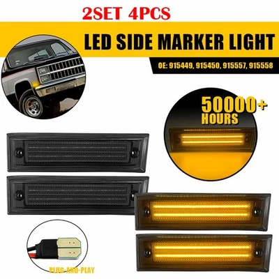 4X Para GMC V1500 V2500 V3500 Pickup 1987-91 LED Parachoques Lateral Marcador Luz Humo E Foto 1 de 4