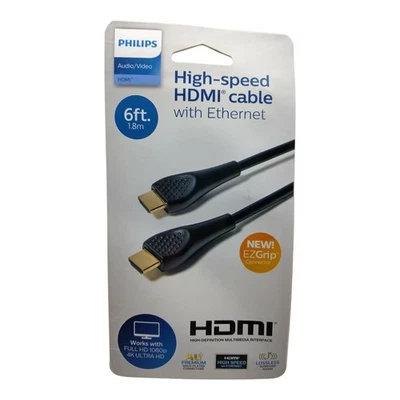 Philips 6Ft/1.8m High-Speed HDMI Cable w/Ethernet HD 1080P & 4K Ultra HD EZGrips - Image 1 of 2