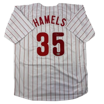 Autographed/Signed Cole Hamels Philadelphia Pinstripe Jersey Beckett BAS COA - Imagem 1 de 4