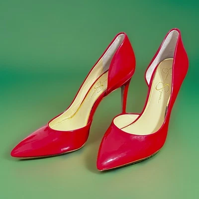 Zapatos de tacón de aguja Jessica Simpson rojo charol punta tacón de aguja para mujer 10 usados en excelente estado Foto 1 de 4