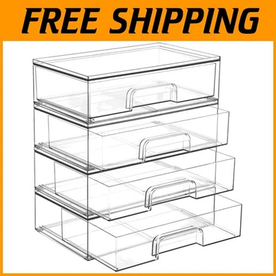 Clear Acrylic Storage Drawers for Beauty Supplies - 4 Pack - Image 1 of 4