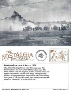Postcard Motor Car Racing Brooklands Race Track 1929 1500cc Class - Nostalgia - Picture 1 of 3