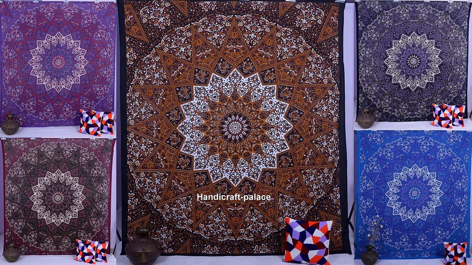 Indian Star Hippie Gypsy Elephant Wall Hanging Mandala Tapestry Queen Size Throw - Image 1 of 1
