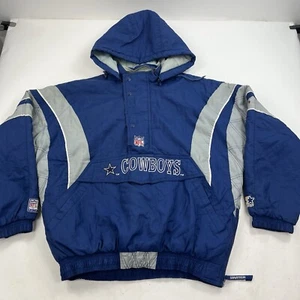 Vintage Starter Dallas Cowboys Pullover Jacket 1/2 Zip 90s NFL Football Size XL - Picture 1 of 12