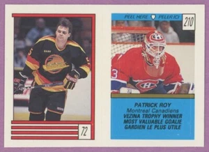1989 89-90 OPC O-PEE-CHEE STICKER PATRICK ROY VEZINA #210 GARTH BUTCHER #72 - Picture 1 of 1