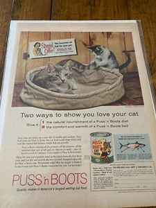 Vintage 1958 Puss N Boots Cat Food Show You Love Your Cat ad - Picture 1 of 1