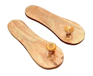 Handcrafted Khadau Charan Paduka Slipper Pooja Wooden Sandals Holy Purpose - Picture 1 of 4
