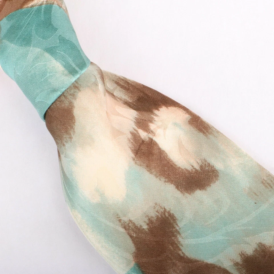 Hardy Amies Silk Necktie Blue Brown Tan Impressionist Painting Print Tie - Image 1 of 4