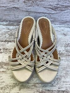 Clarks Artisan Collection White Leather Sandals Women’s Size 8.5 M Wedge
