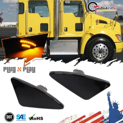 Smoked Side Marker Signal Lights For Kenworth T660 T170/270/370 Semi-Truck 08-21 - Image 1 of 4