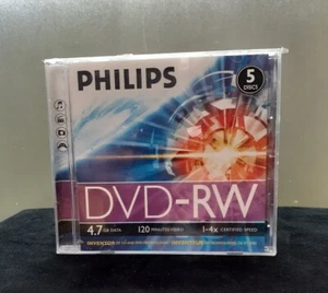 5 Philips DVD-RW Re-Writable Brand New Unopened - Picture 1 of 6