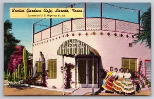 Cactus Gardens Cafe Laredo Texas Roadside Linen c1950 Postkarte - Bild 1 von 2