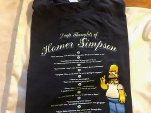 Camiseta de Los Simpson Pensamientos Profundos de Homero Talla XL De Colección - Imagen 1 de 4
