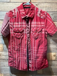 Guess Mens Medium Slim Fit Coupe Serree, Western Shirt, Red - Picture 1 of 7
