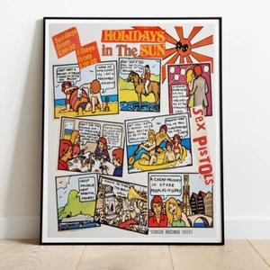 "Sex Pistols Urlaub in der Sonne Cartoon Repro Poster 30""x24" - Bild 1 von 2