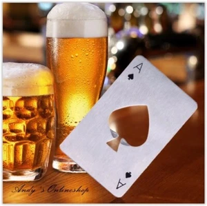 Flaschenöffner Karte Spielkarte Ass Silber Geschenk Souvenir Kartenspiel Poker - Bild 1 von 6