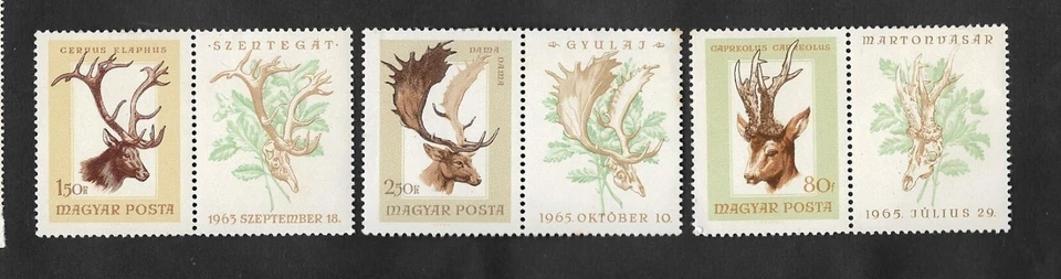 SD)1966 HUNGARY HUNTING TROPHIES, DEER, Fallow Deer, Mouflon, Roe Deer, 6 MINT S - Image 1 of 1