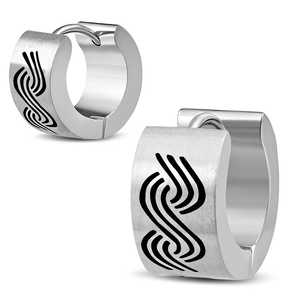 2er Set Pieghevole Orecchini a Cerchio 316L Acciaio Nodo Celico Tribals Argento - Immagine 1 di 1