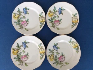 4 Piatti Laterali Salisbury - Peonie Design n.1724 in Giallo - Blu - Rosa Vintage - Foto 1 di 10