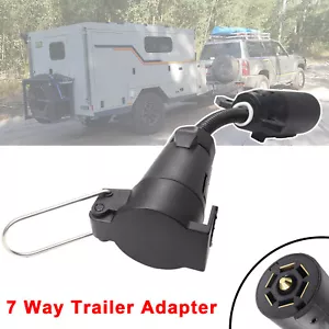 7-Way Blade to 7- Pin Round Trailer Adapter Plug Socket Wiring Connector RV/Cars - Picture 1 of 8
