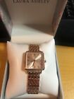 Laura Ashley Seven Link Square Rose Gold Tank Watch Woman New With Box