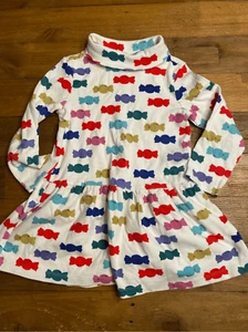 Hanna Andersson size 4 Long Sleeve Turtleneck Dress red white candy bonbon girls - Picture 1 of 4