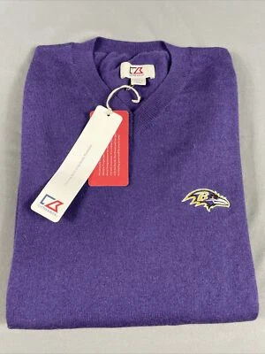 Cutter & Buck Golf Sweater Baltimore Ravens Wool V-Neck Small Purple MSRP $120 - Image 1 of 4