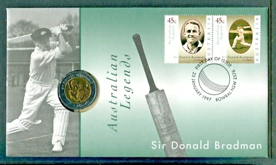 131.AUSTRALIA 1997 PNC STAMP COVER AUSTRALIAN LEGEND, SIR DONALD BRADMAN. - Image 1 of 2