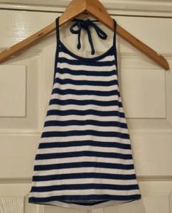 Brandy Melville Halter neck Top blue and white striped - Picture 1 of 3