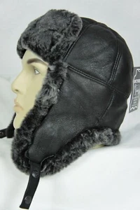 6 COLORS REAL SHEEPSKIN SHEARLING LEATHER FUR HAT Winter Trapper Ushanka M-3XL - Picture 1 of 18