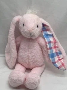 Plushible Bunny Rabbit Pink Plaid Ears Sewn Eyes Soft 14 In Easter stuffed - Picture 1 of 7