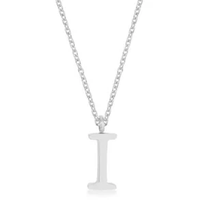 Rhodium Plated Stainless Steel Letter I Initial 16+2" Necklace for Men or Women - Picture 1 of 1