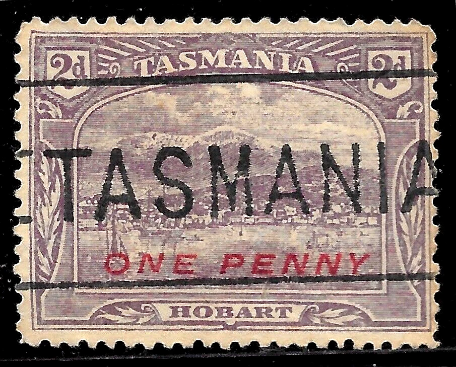 Australia Tasmania 1912 HOBART uno/2d Sc#117 usado VF BOX PM "TASMANIA" RR Foto 1 de 1