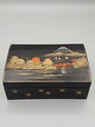 描金山水图嵌砗磲漆器盒 Vintage Japan Lacquer Shell Hand Painting Artwork Wooden Trinket Box