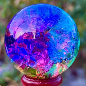 Sfera di quarzo arcobaleno titanio naturale 157G sfera di cristallo guarigione - Foto 1 di 24
