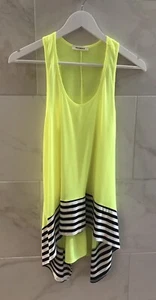 Túnica cubierta tanque trasera para mujer Promesa amarilla neón con rayas corredor talla S nueva sin etiquetas - Imagen 1 de 7