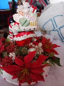 VINTAGE 1962 RELPO MUSIKALISCHER SPAGHETTIBESATZ WEIHNACHTSMANN ÜBERTOPF mit Vintage Grün/Kugeln - Bild 1 von 24