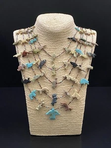 VTG Native American Sterling Silver 5 Strand Turquoise Animal Fetish Necklace - Picture 1 of 7