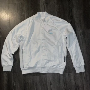 Nike Mens Medium Lebron James White Teal Button Up Varsity Jacket Therma Fit New - Picture 1 of 8