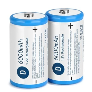 NiMH Rechargeable D Batteries 2 Pack,1.2V 6000mAh High Capacity NiMH D Batter... - Picture 1 of 7