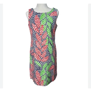 LILLY PULITZER Womens 10 Stephanie Shift Dress Open Call Ikat Leaf Caterpillers - Picture 1 of 12