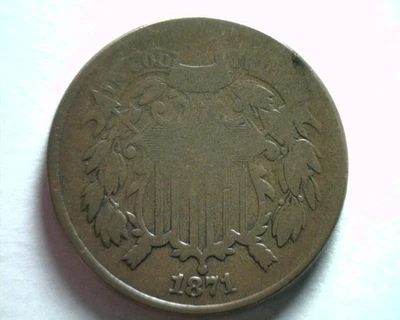 1871 TWO CENT PIECE GOOD G NICE ORIGINAL COIN FROM BOBS COINS FAST SHIPMENT - Image 1 of 2
