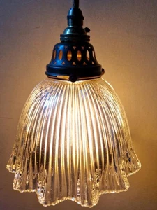 ANTIQUE ART NOUVEAU PRISMATIC/HOLOPHANE PENDANT LIGHT DATED 1912 - Picture 1 of 14