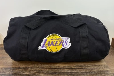 Vintage LA Lakers 22” Duffel Bag Double Sided Black Canvas NBA Basketball - Image 1 of 4
