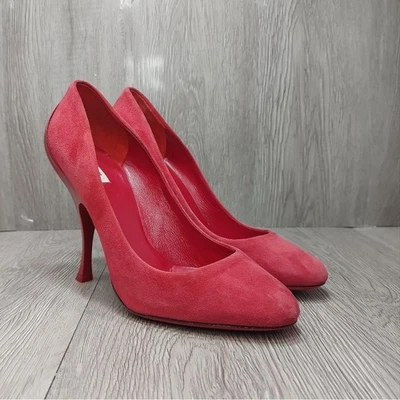 Miu Miu Heels Calzature Donna Camoscio Pop Rosso Rosso Red Suede Round Toe 37 - Image 1 of 4