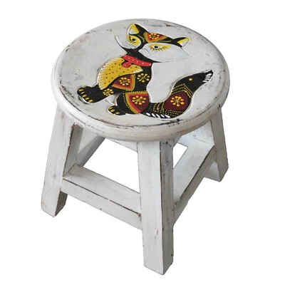 Holzhocker Kinderhocker Hocker Sitzhocker Fußbank Massivholz Stuhl Tier weiß - Bild 1 von 4